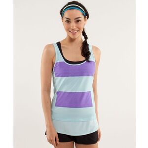 Lululemon Run Mod Moves Singlet Aquamarine Power Purple  Lt Blue Tank Top sz 6